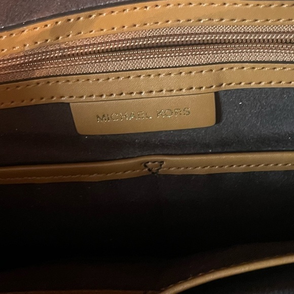 MICHAEL KORS Rollins Python and Tan Acron Leather Satchell Purse Chestnut Brown - Picture 12 of 15